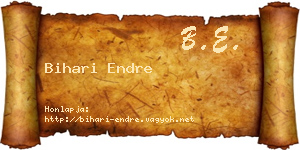 Bihari Endre névjegykártya